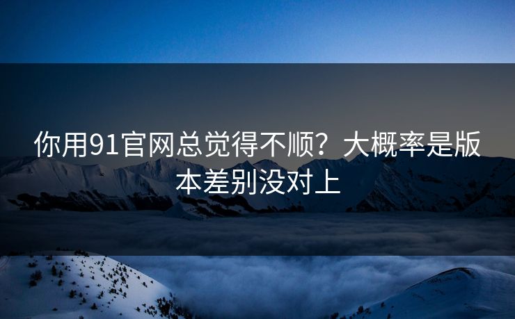 你用91官网总觉得不顺？大概率是版本差别没对上
