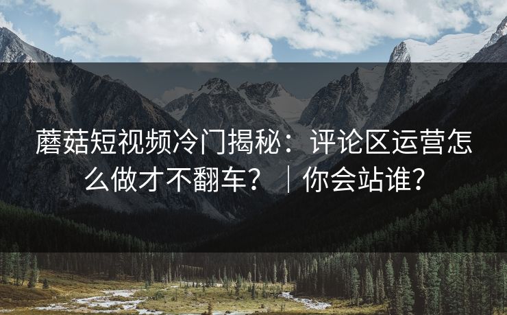 蘑菇短视频冷门揭秘：评论区运营怎么做才不翻车？｜你会站谁？