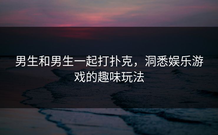 男生和男生一起打扑克,洞悉娱乐游戏的趣味玩法 男生和男生一起打扑克,洞悉娱乐游戏的趣味玩法