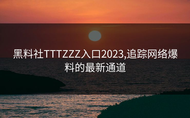 黑料社TTTZZZ入口2023,追踪网络爆料的最新通道