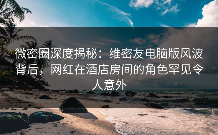 微密圈深度揭秘：维密友电脑版风波背后，网红在酒店房间的角色罕见令人意外