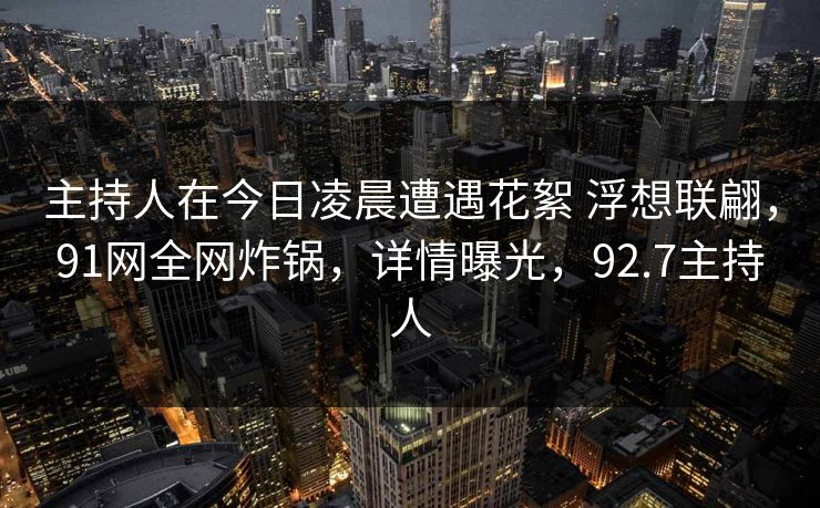 主持人在今日凌晨遭遇花絮 浮想联翩，91网全网炸锅，详情曝光，92.7主持人
