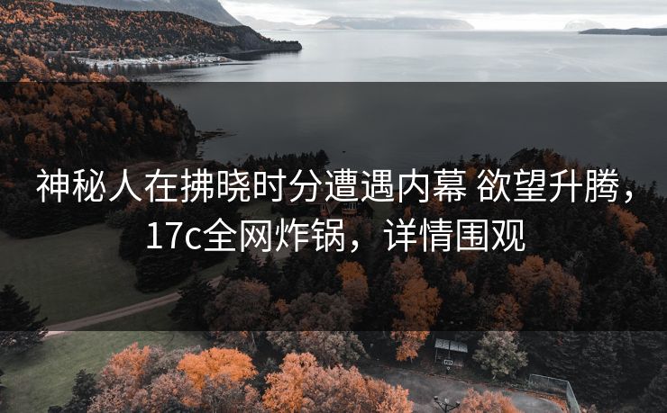 神秘人在拂晓时分遭遇内幕 欲望升腾,17c全网炸锅,详情围观 神秘人在拂晓时分遭遇内幕 欲望升腾,17c全网炸锅,详情围观