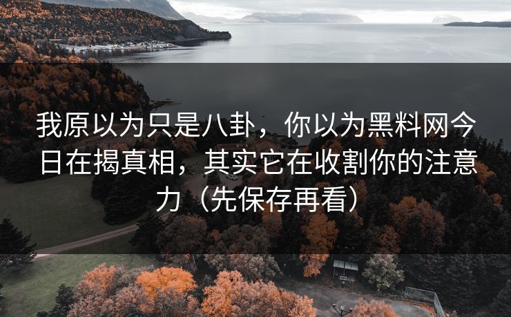 我原以为只是八卦,你以为黑料网今日在揭真相,其实它在收割你的注意力(先保存再看) 我原以为只是八卦,你以为黑料网今日在揭真相,其实它在收割你的注意力(先保存再看)